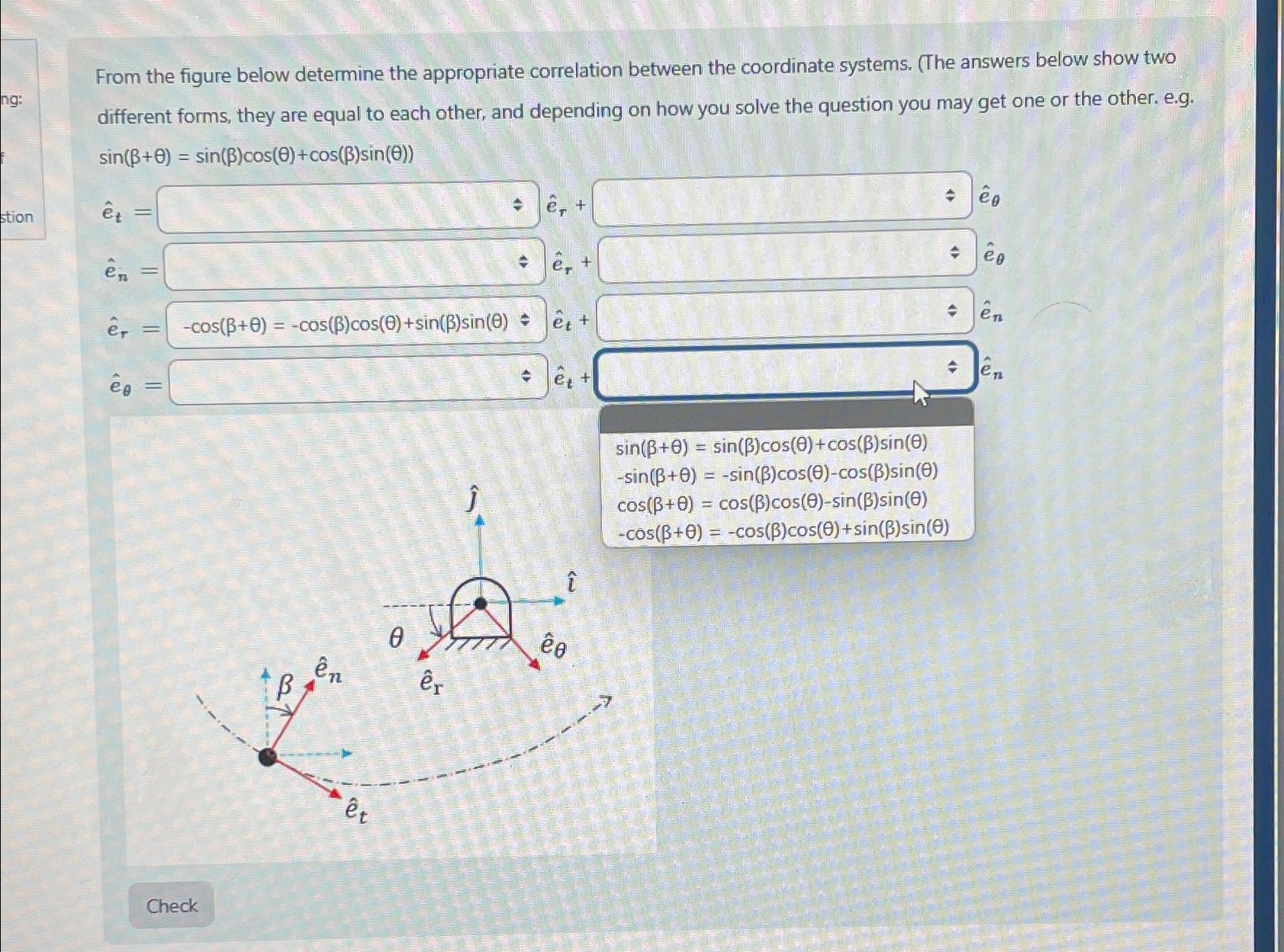 From the figure below determine the appropriate