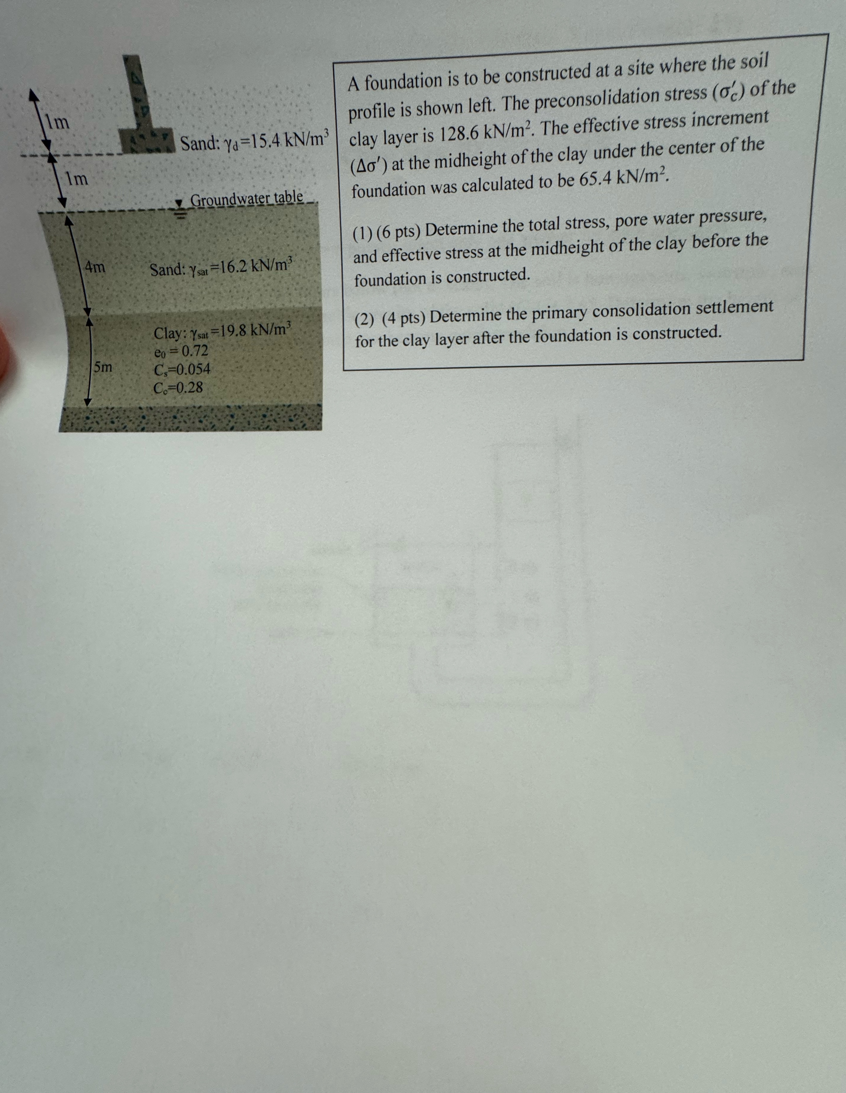 A foundation is to be constructed at a site where