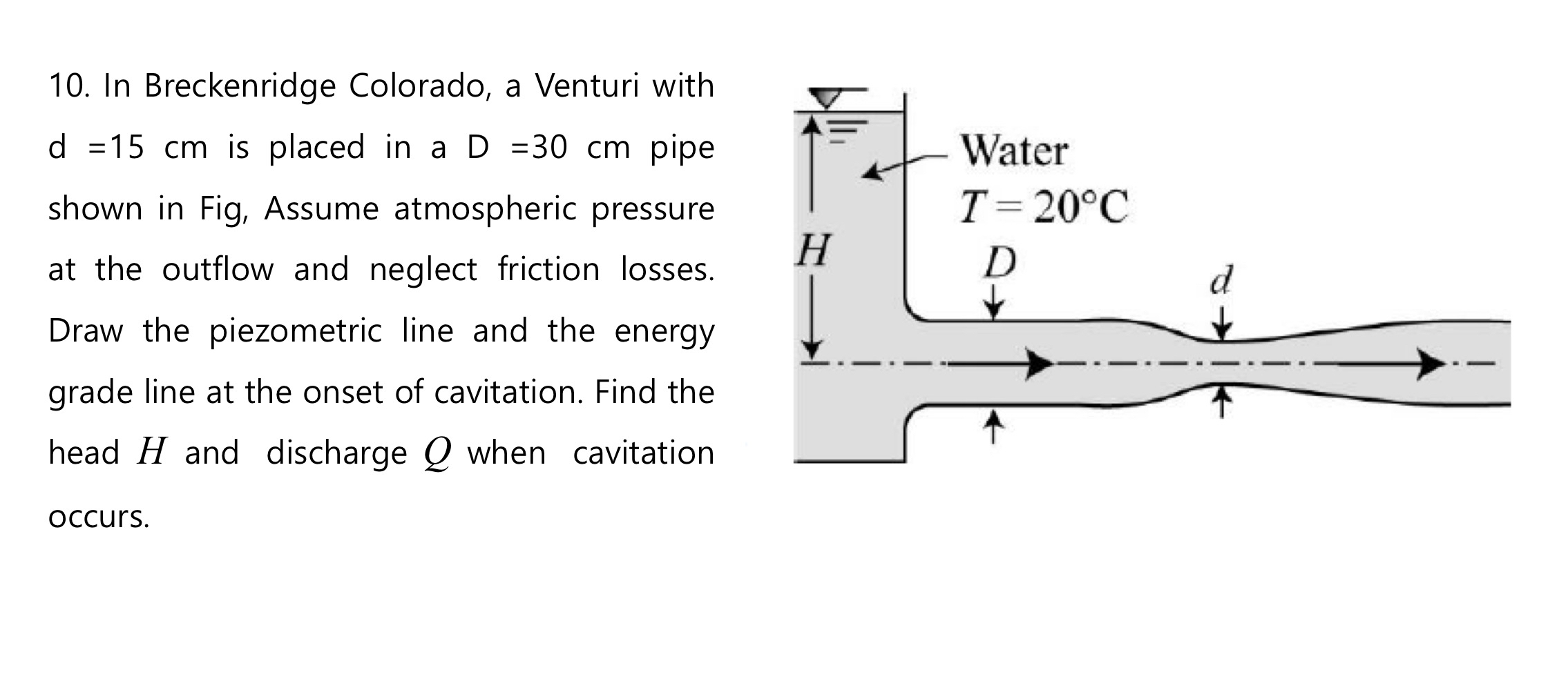 In Breckenridge Colorado, a Venturi with d = 1 5