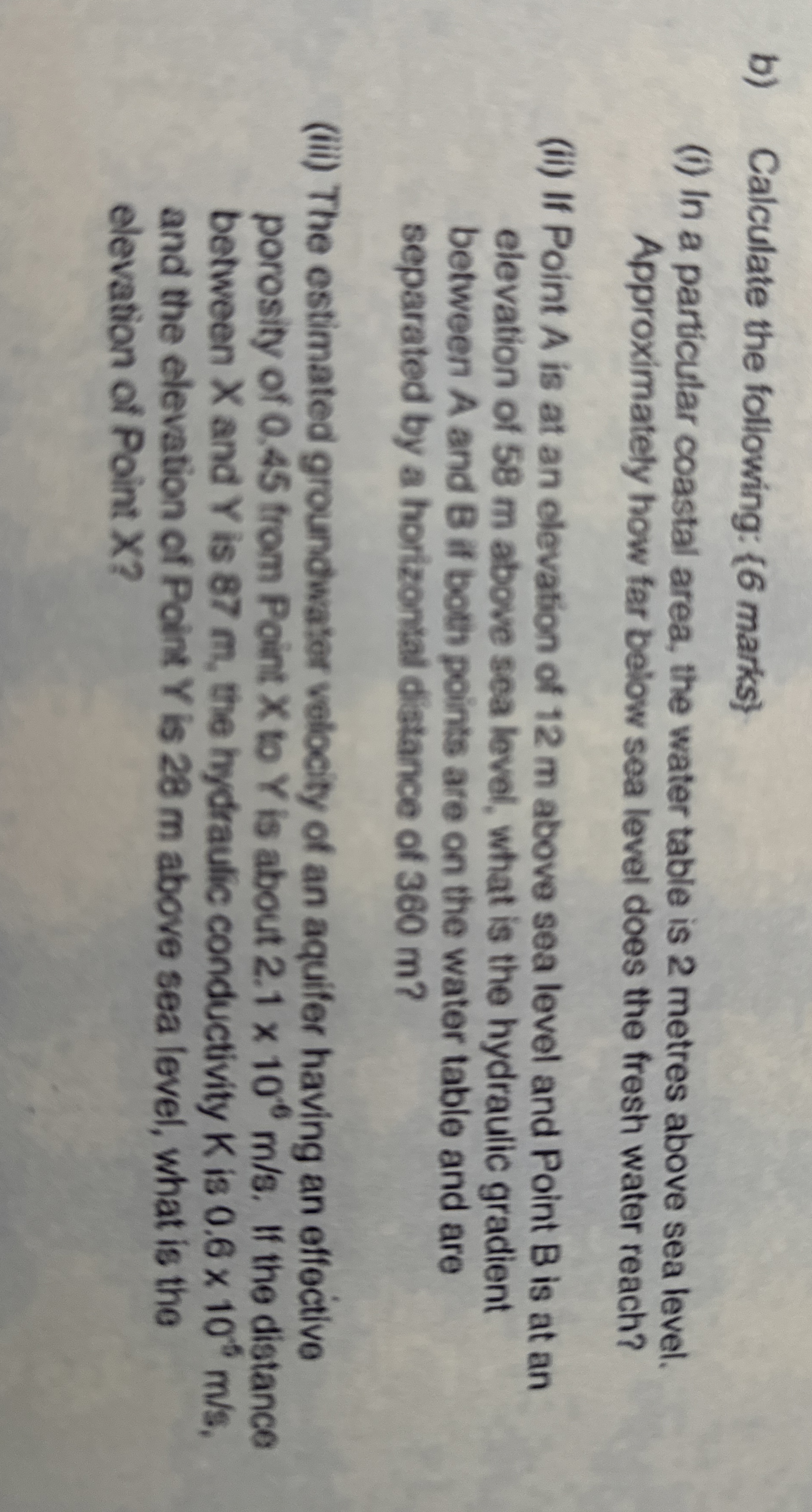 b ) Calculate the following: marks