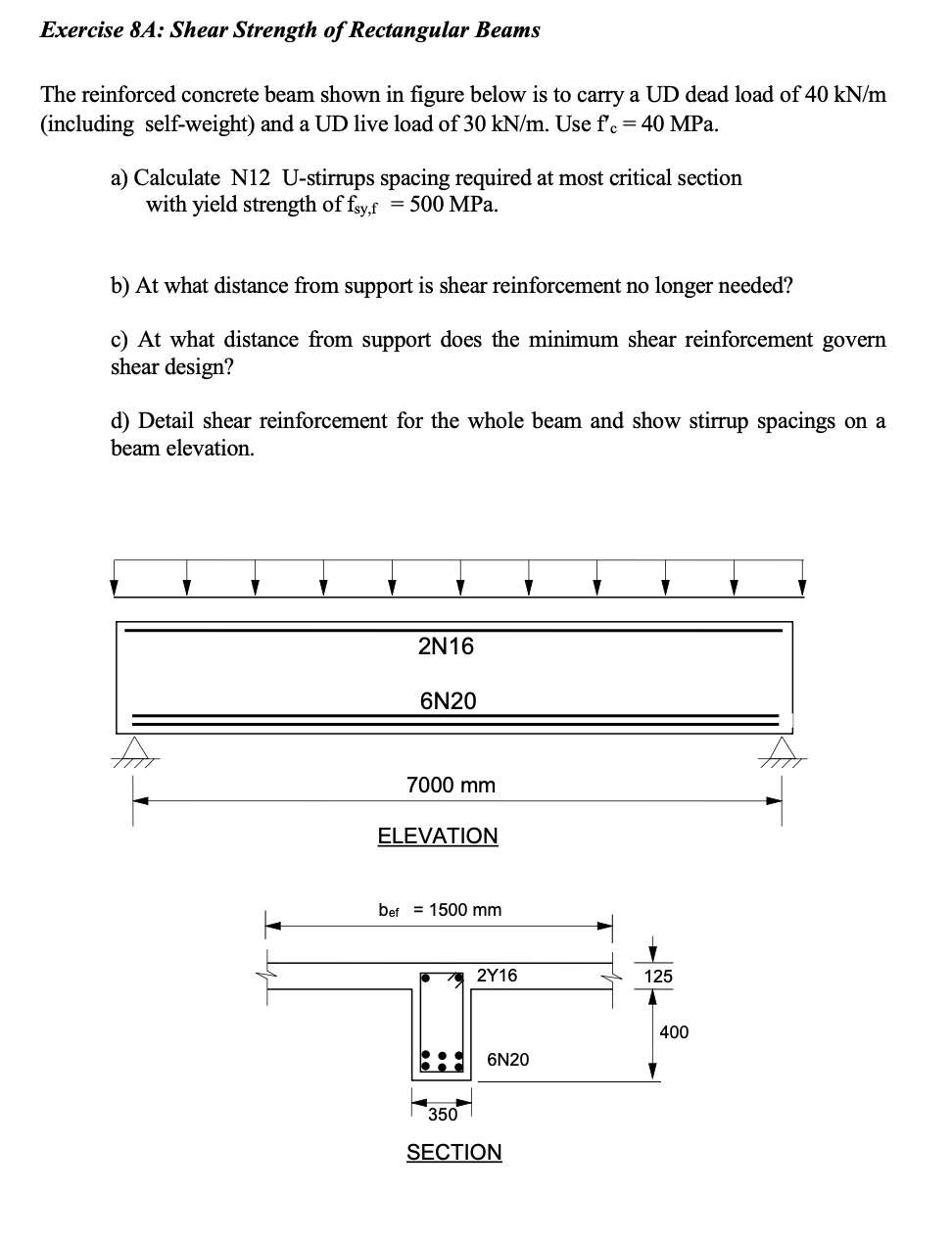 Exercise 8 A: Shear Strength of Rectangular Beams