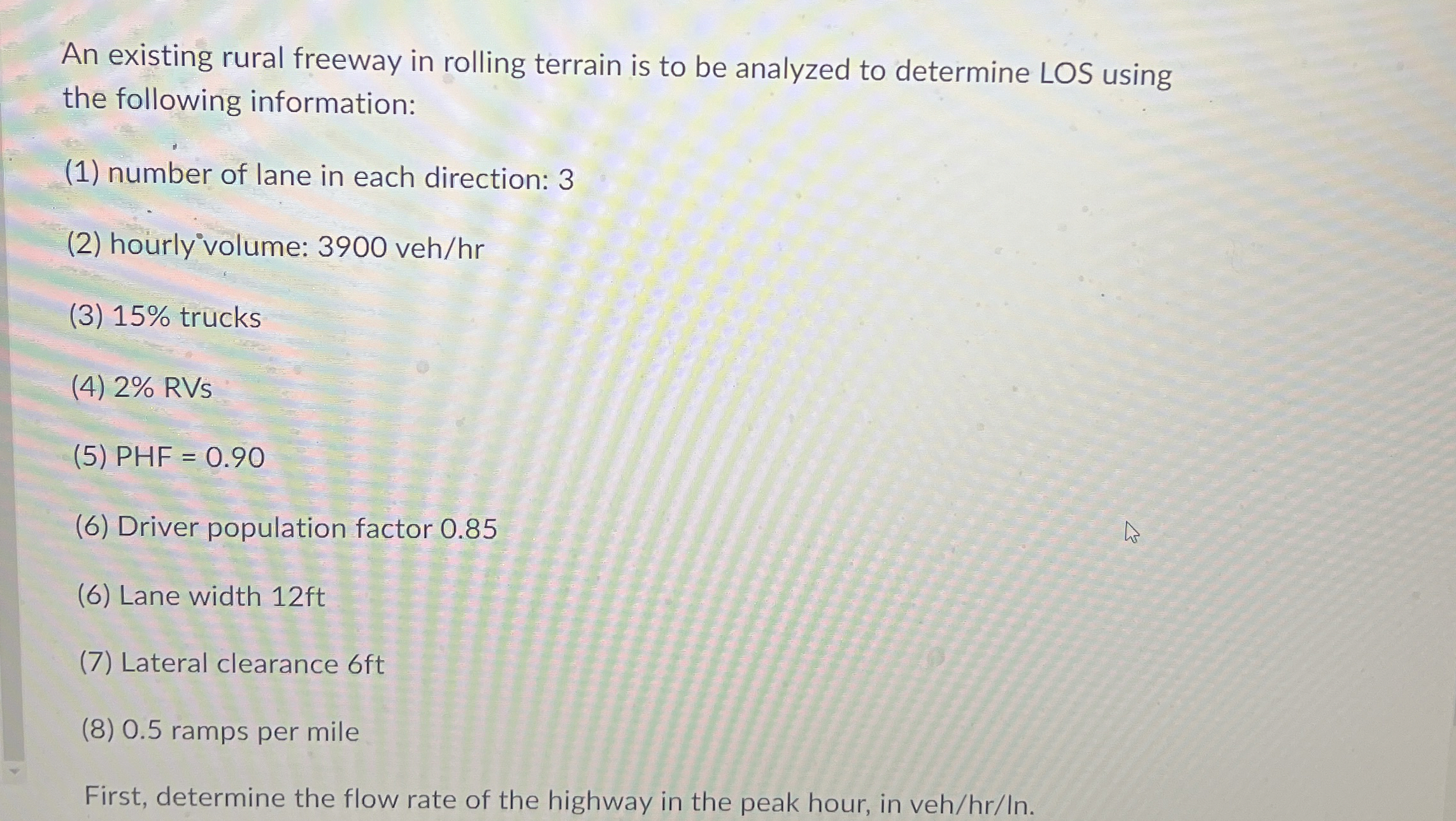 An existing rural freeway in rolling terrain is