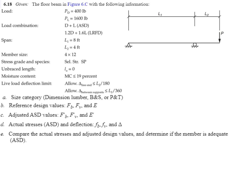 6 . 1 8 Given: The floor beam in Figure 6 . C
