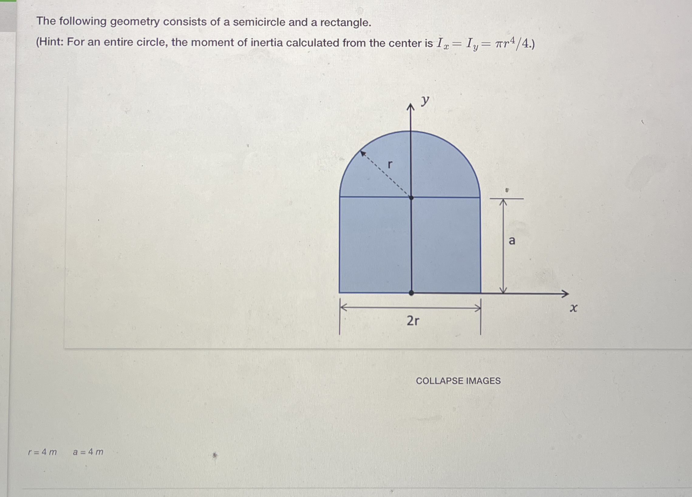 The following geometry consists of a semicircle