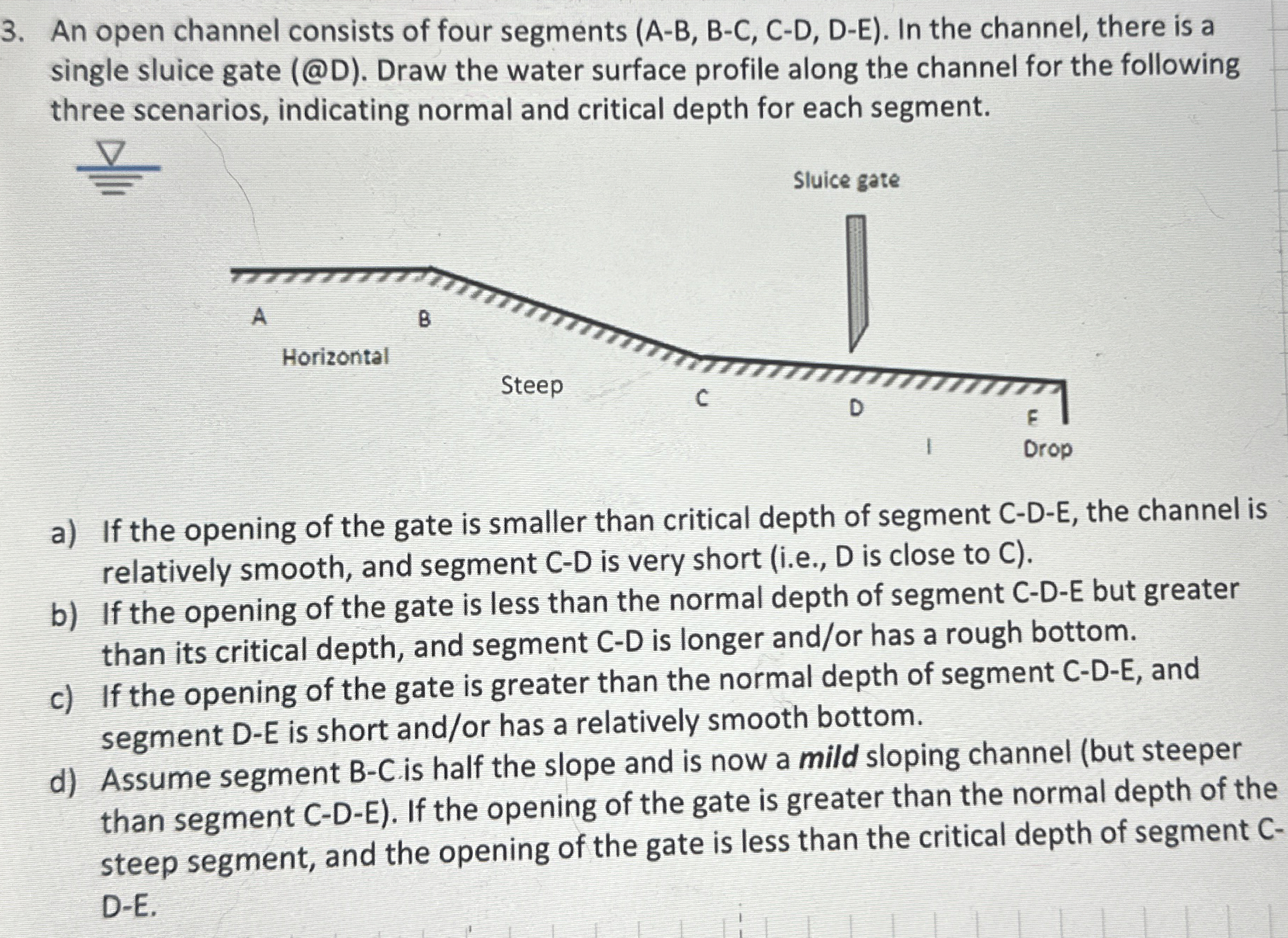 An open channel consists of four segments ( A - B
