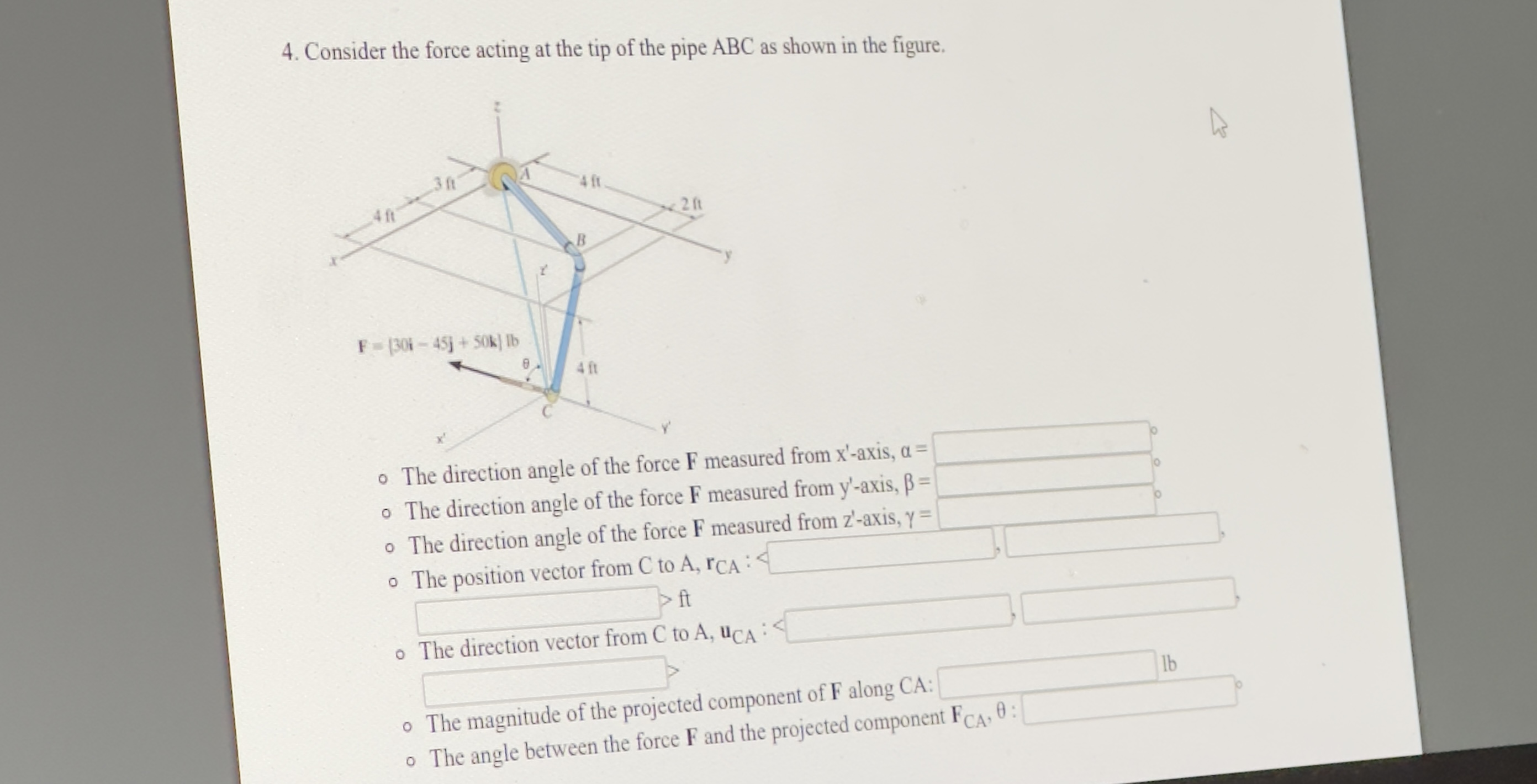 Consider the force acting at the tip of the pipe