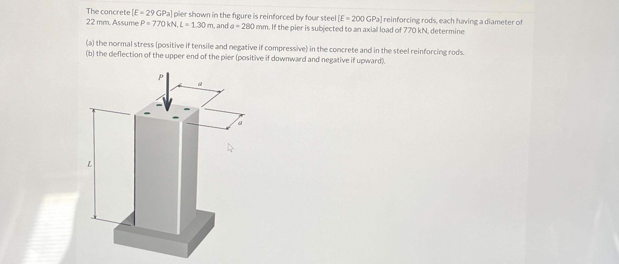 The concrete [ E = 2 9 GPa ] pier shown in the