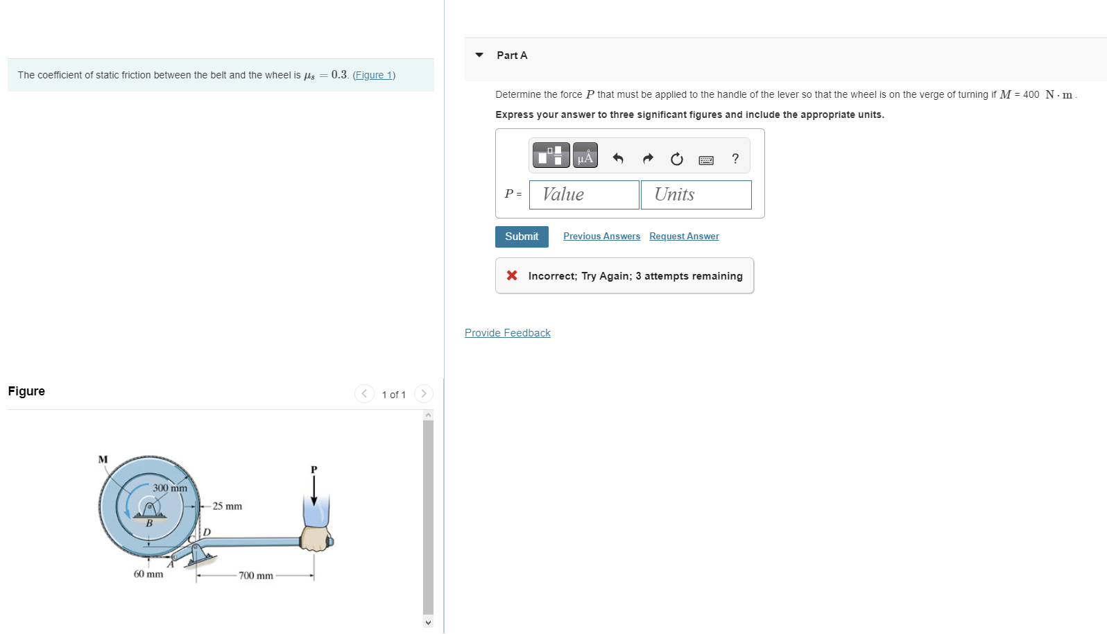The coefficient of static friction between the