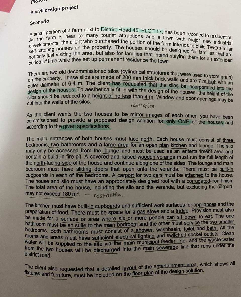 A civil design project Scenario A small portion