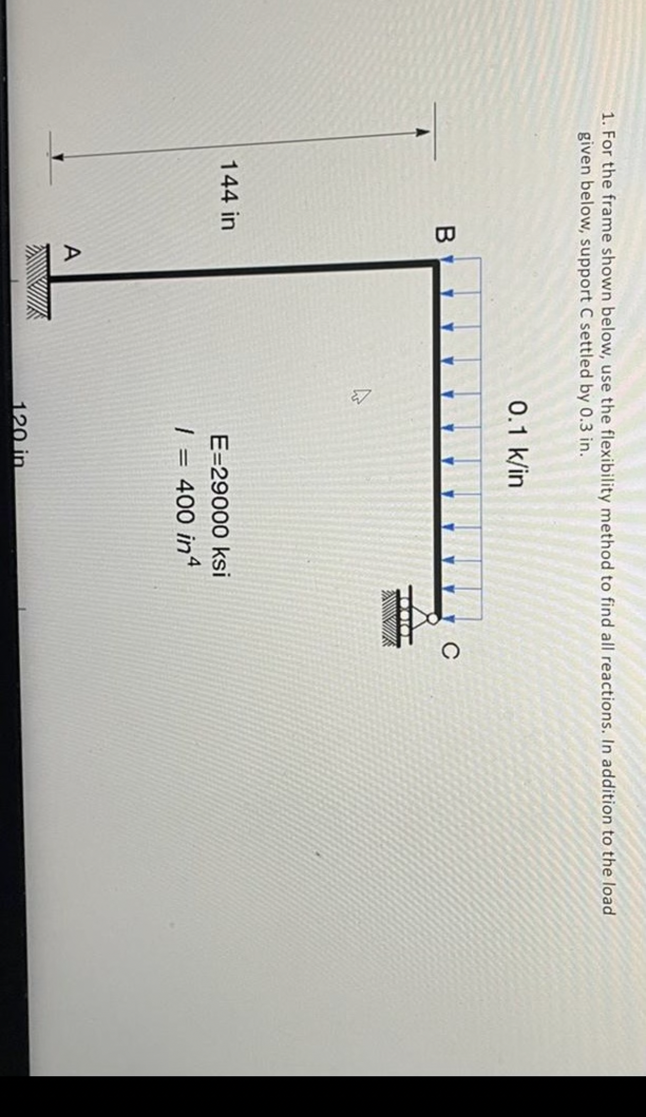 For the frame shown below, use the flexibility