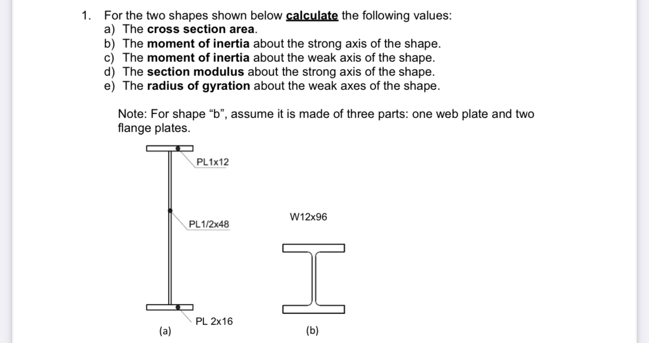 For the two shapes shown below calculate the