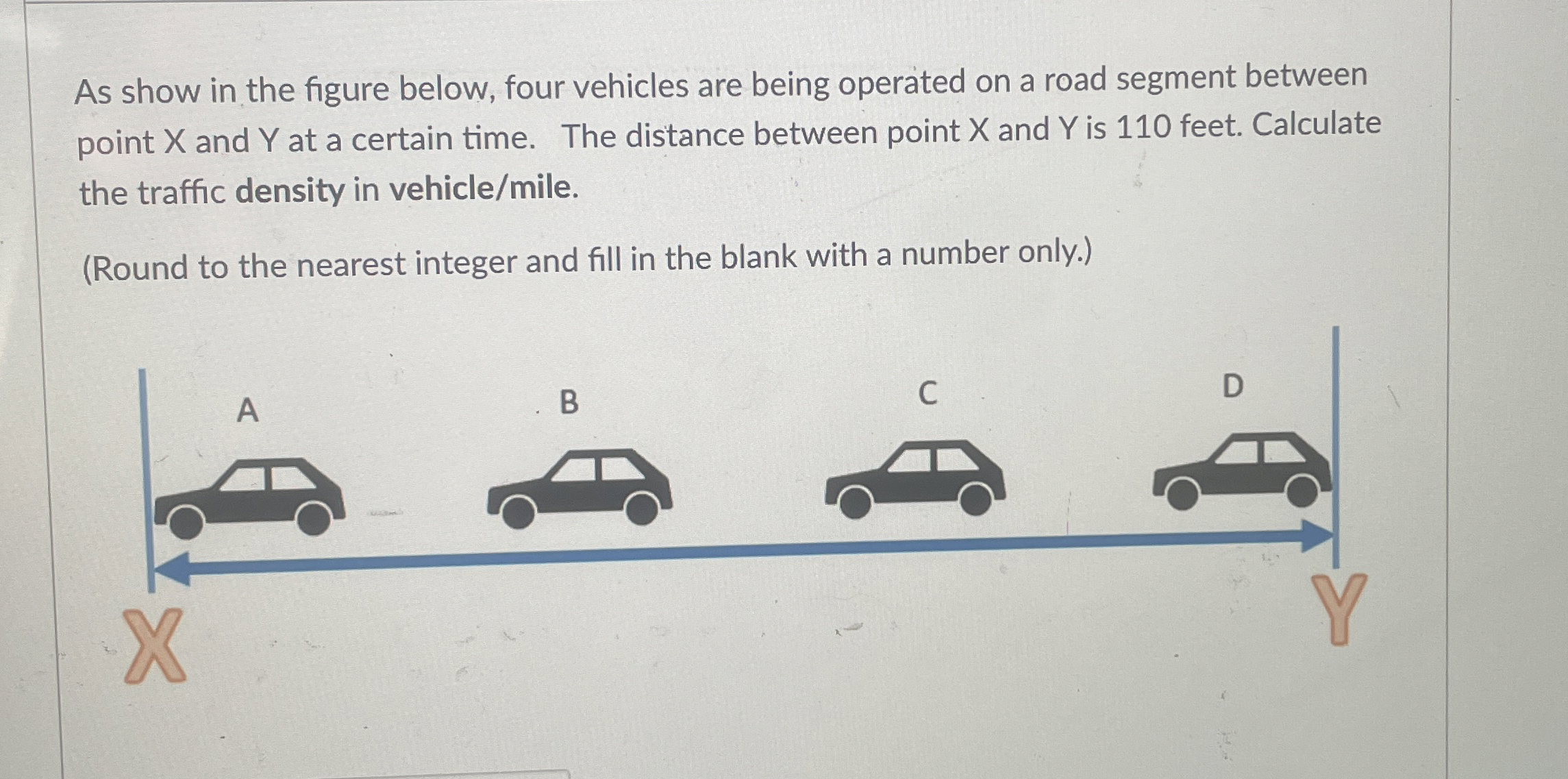 As show in the figure below, four vehicles are
