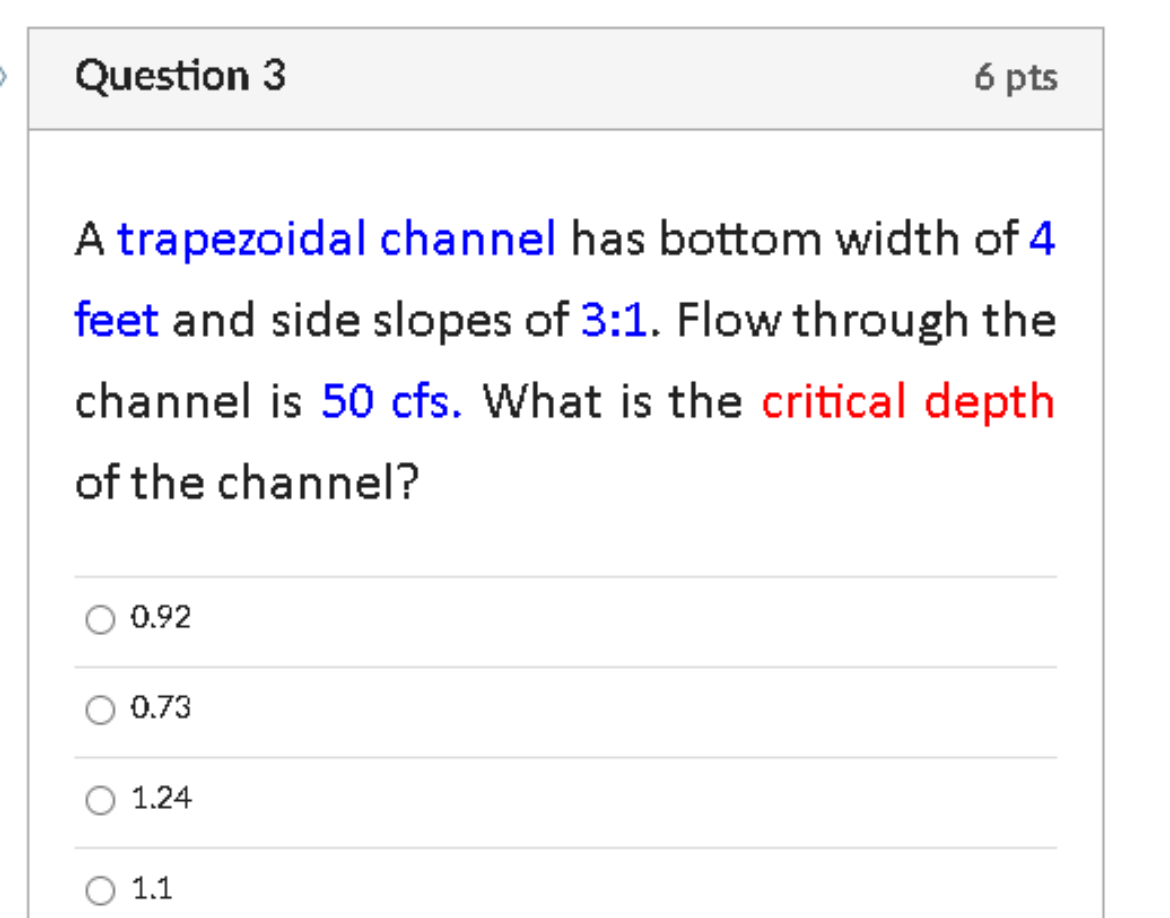 Please show steps to calculate the critical depth