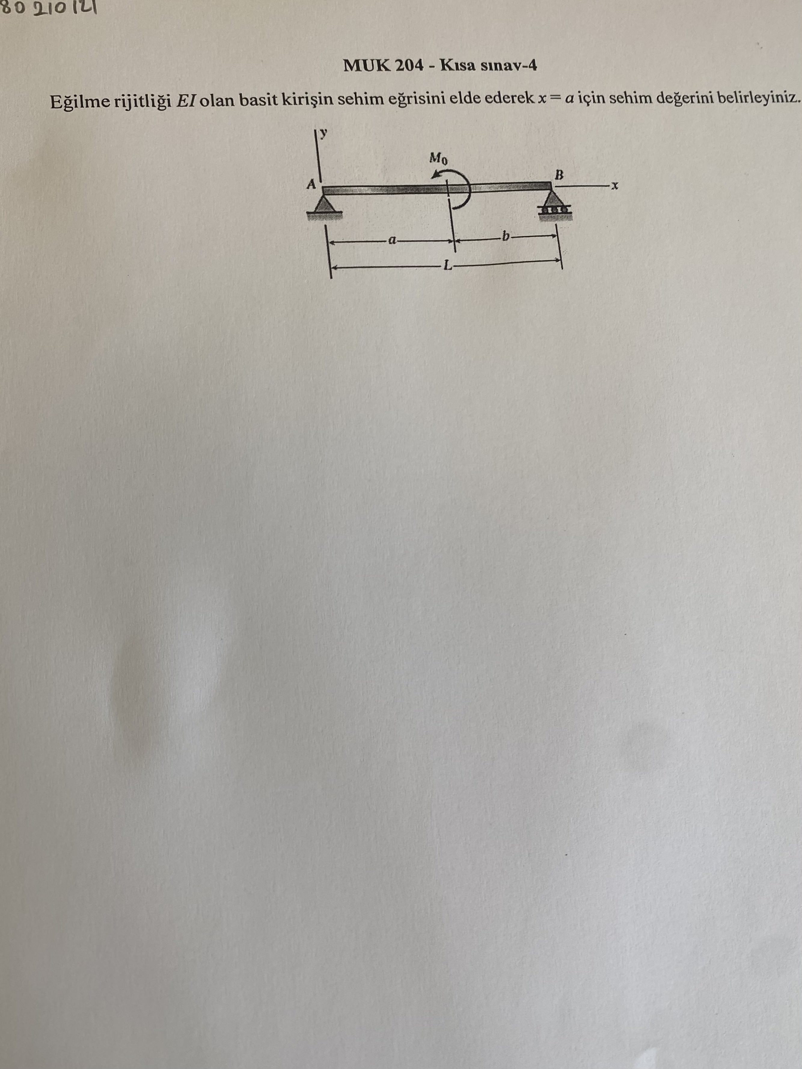 E ilme rijitli i E I olan basit kiri in sehim e