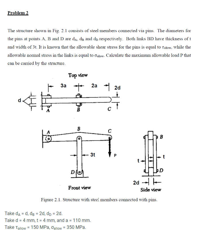 Problem 2 The structure shown in Fig. 2 . 1