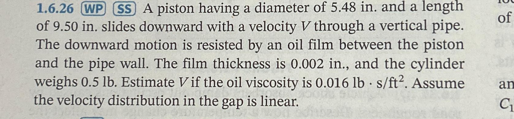 1.6.26 WP SS A piston having a diameter of 5.48in