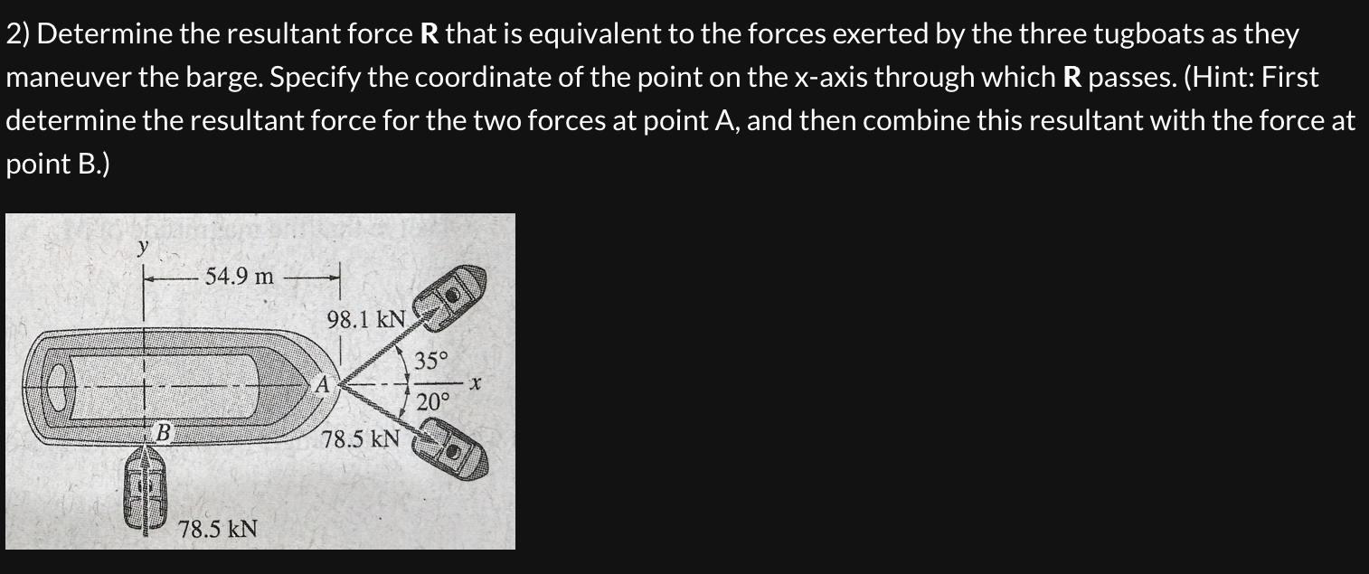 Determine the resultant force R that is