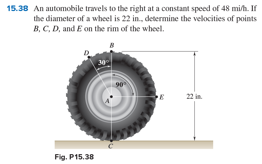 1 5 . 3 8 An automobile travels to the right at a