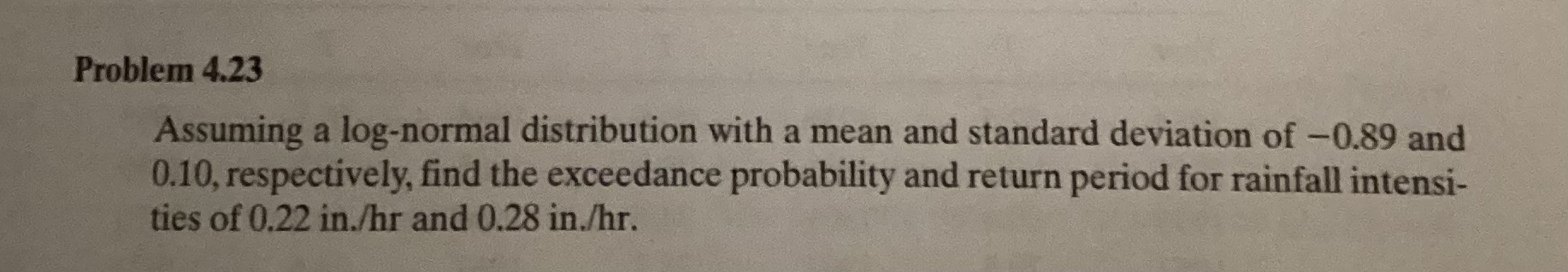 Problem 4 . 2 3 Assuming a log - normal