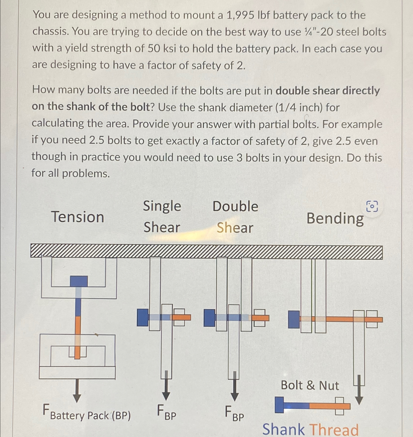 You are designing a method to mount a 1 , 9 9 5