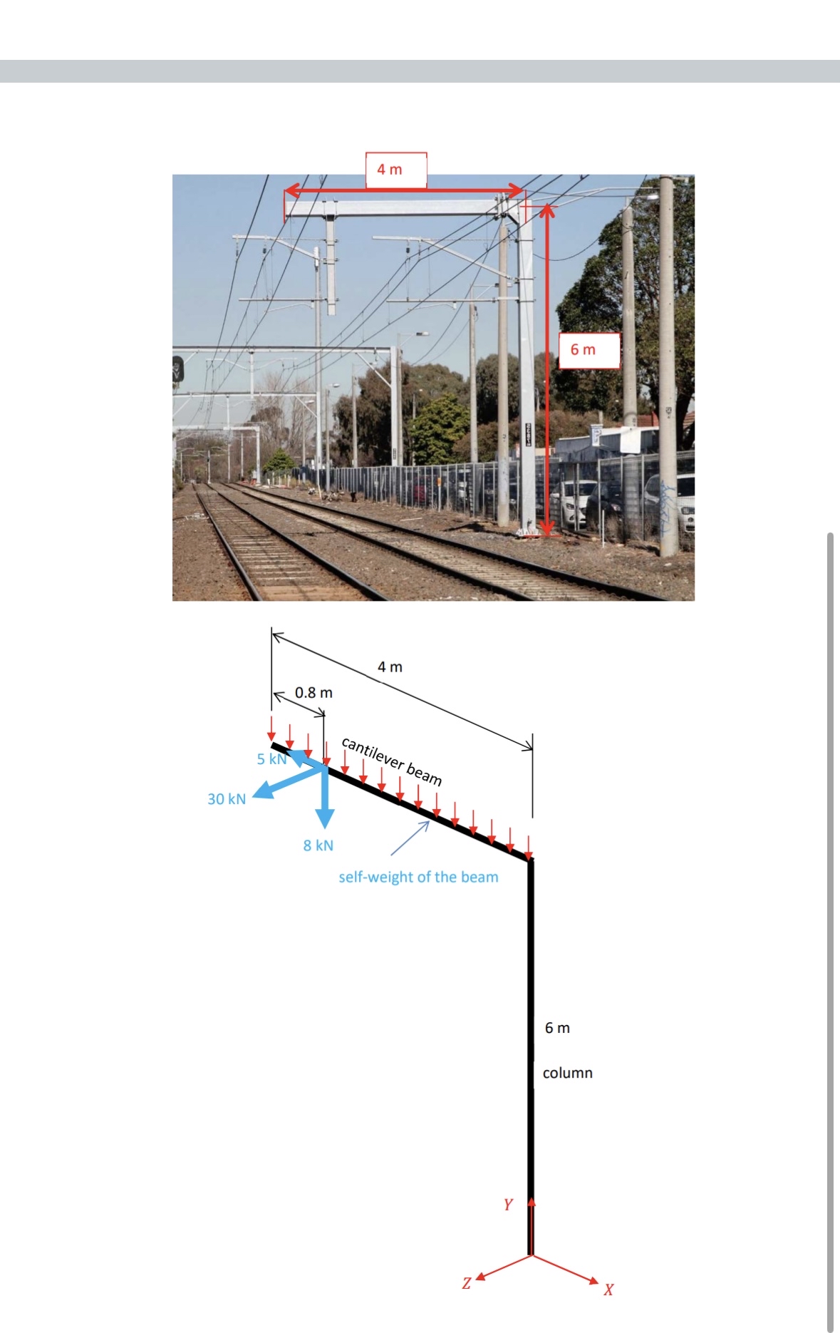 A column and beam structure supporting