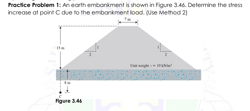 Practice Problem 1 : An earth embankment is shown