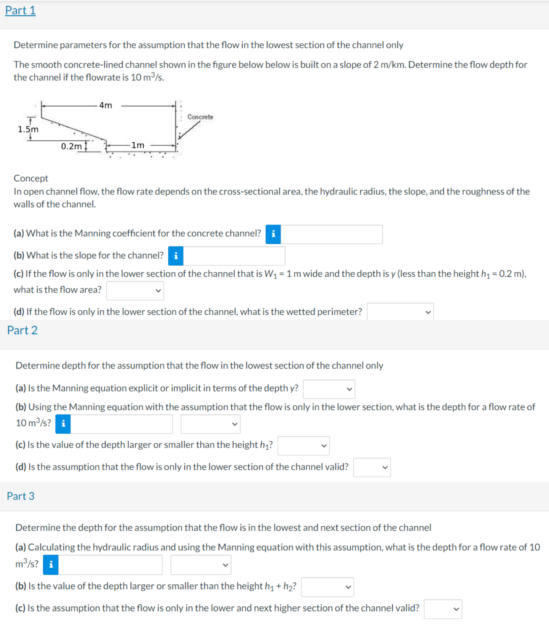 Determine the depth for the assumption that the