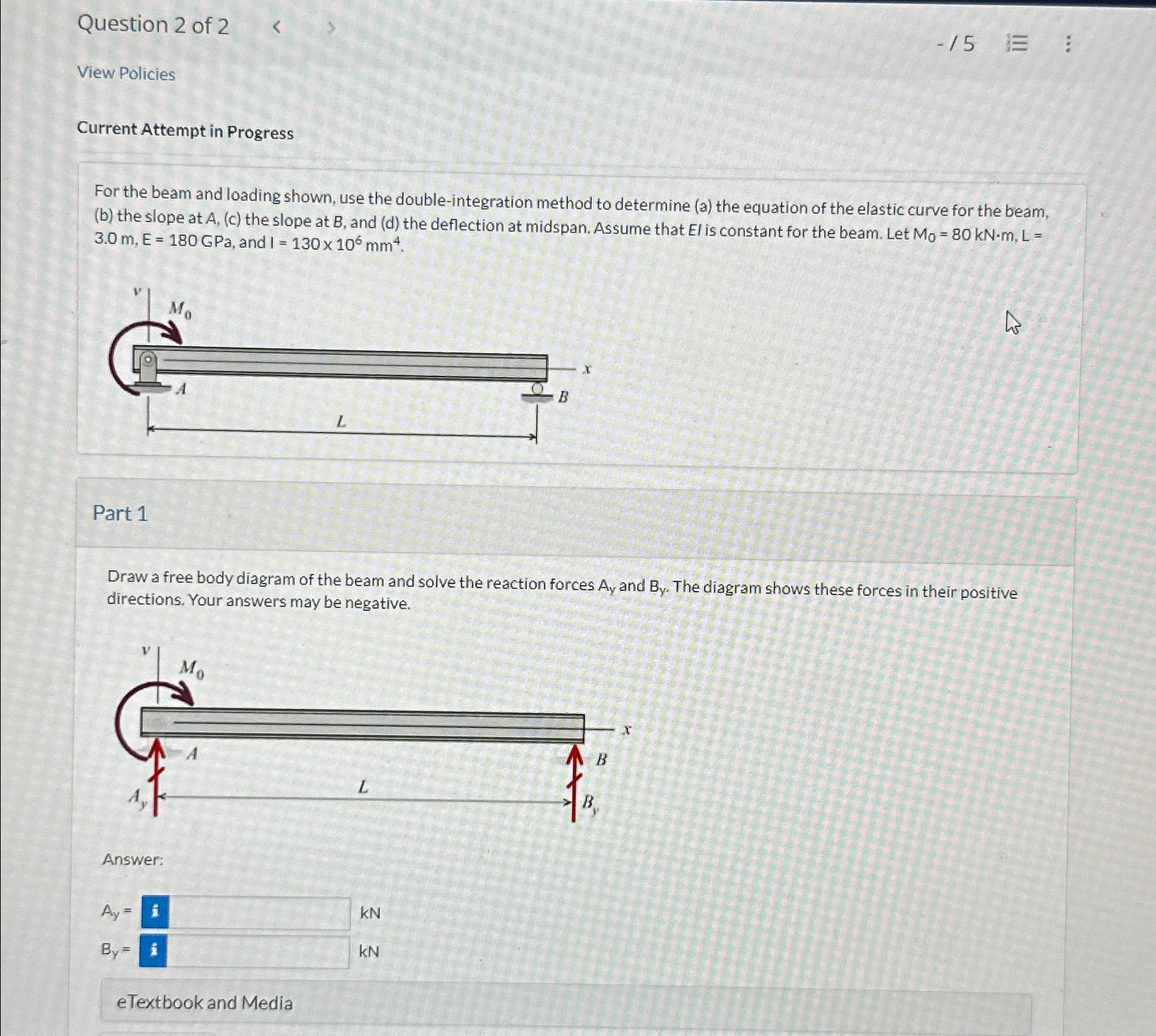 For the beam and loading shown, use the double -
