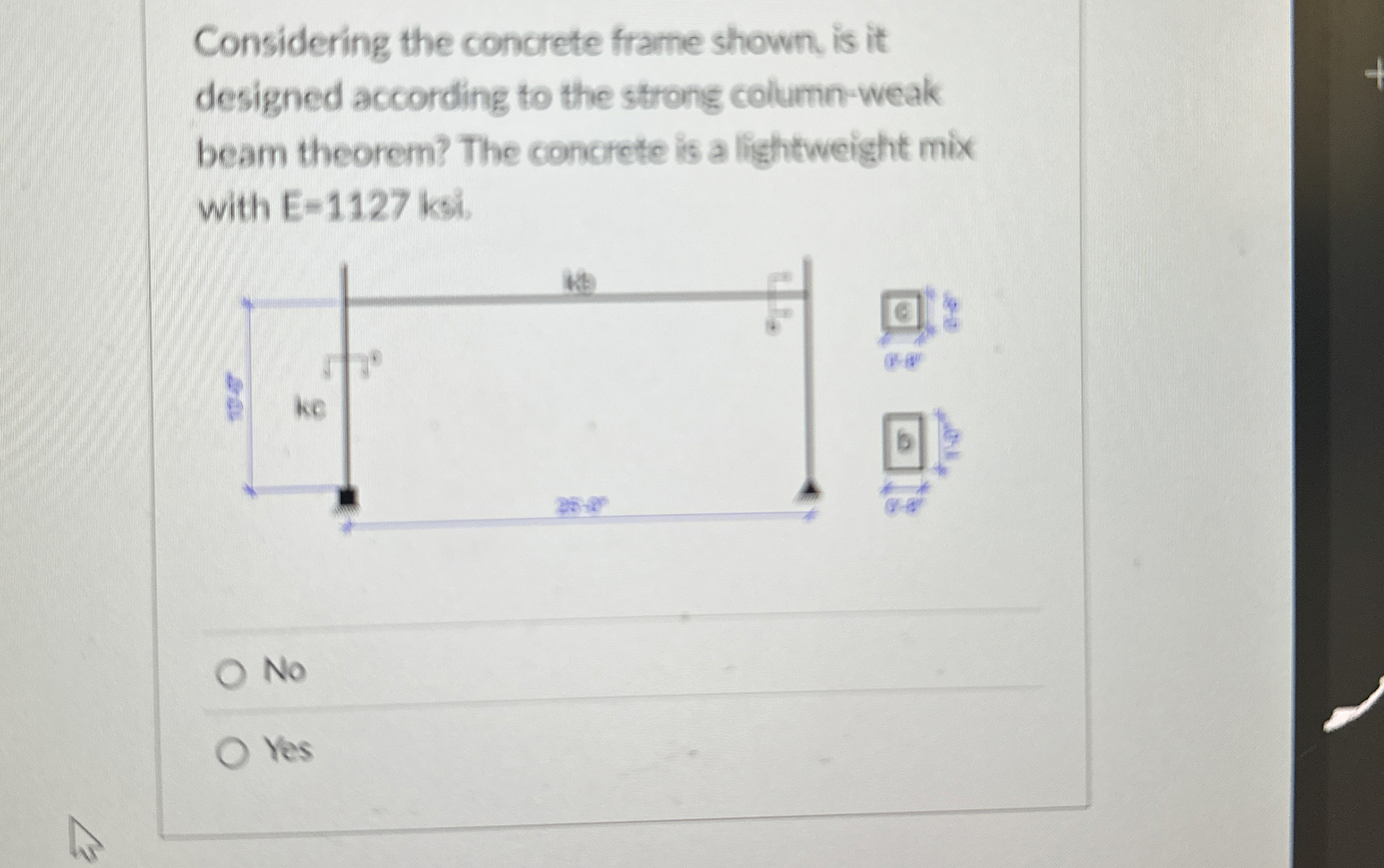 Considering the concrete frame shown, is it