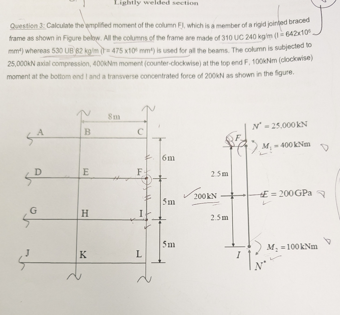 Lightly welded section Question 3 : Calculate the