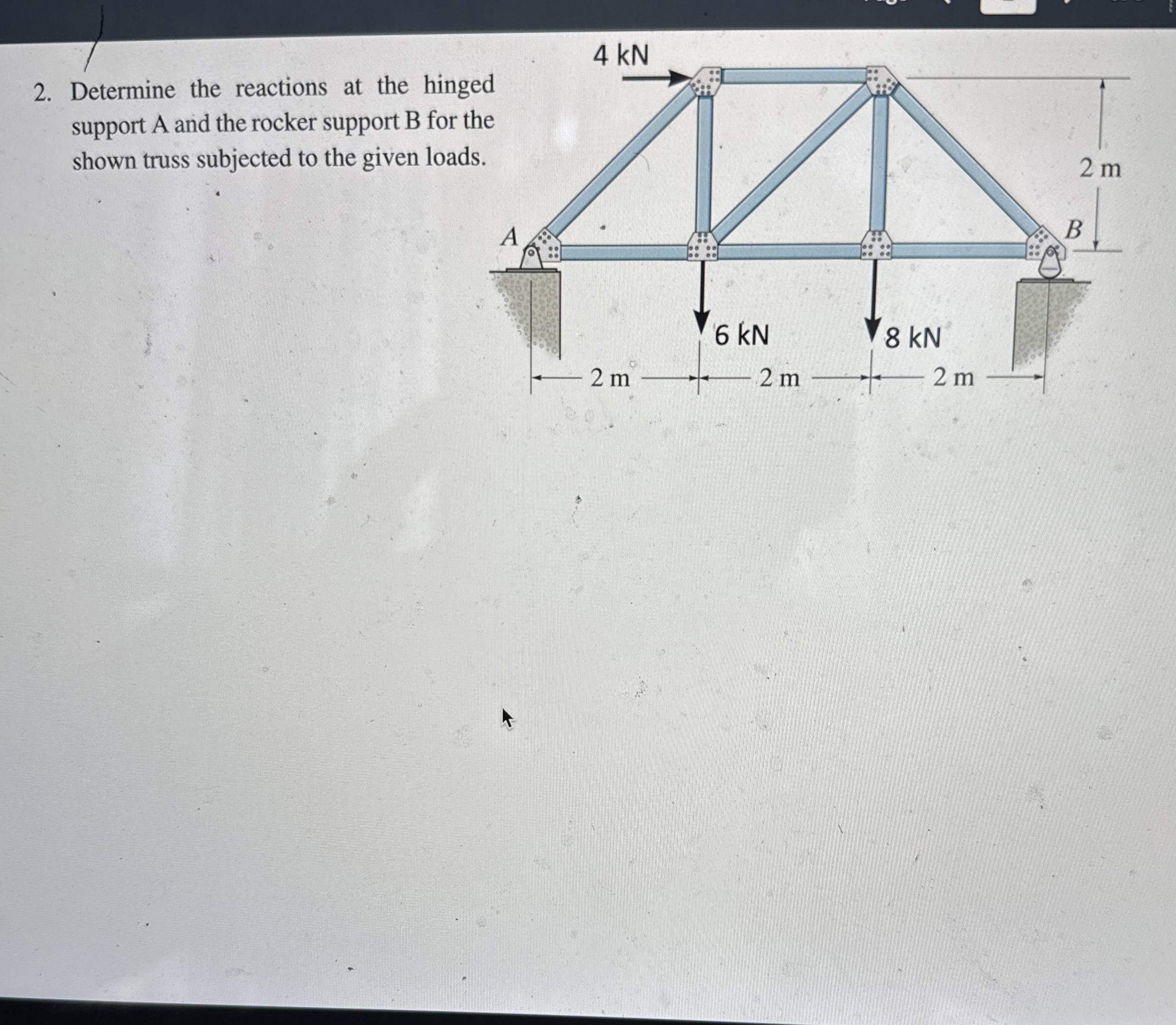 Determine the reactions at the hinged support A