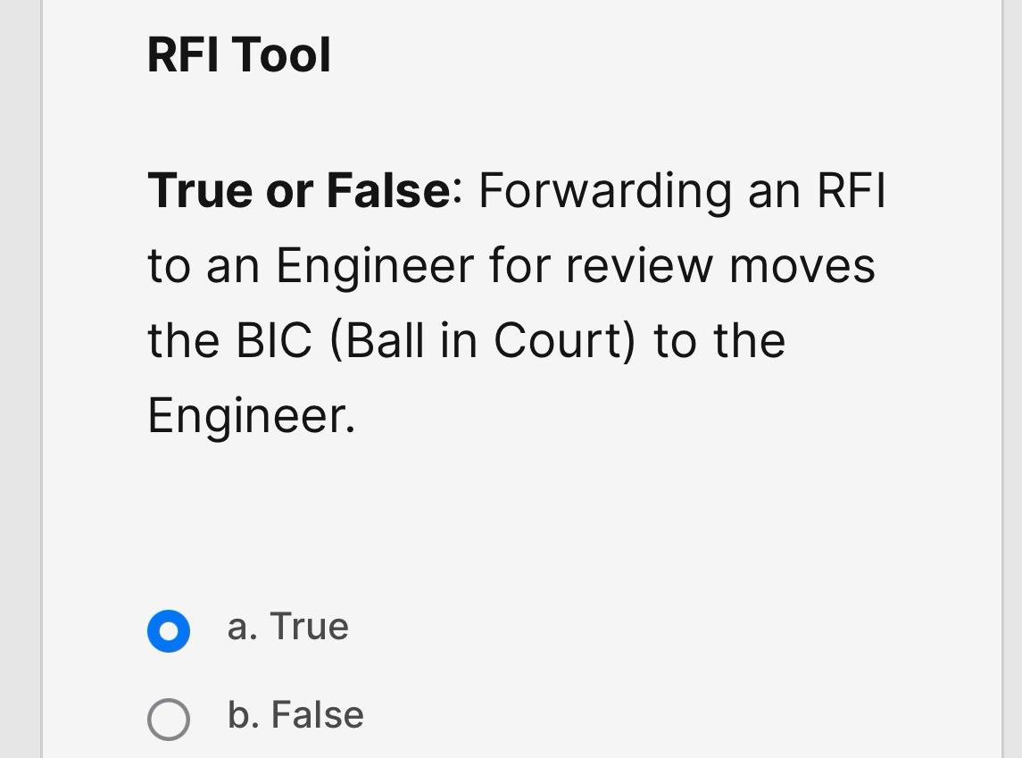 RFI Tool True or False: Forwarding an RFI to an