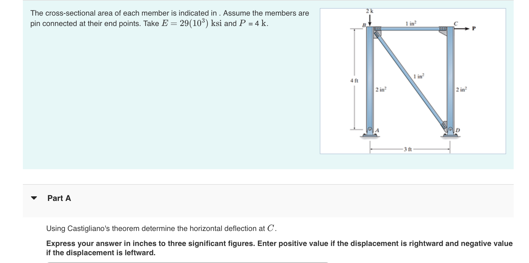 The cross - sectional area of each member is