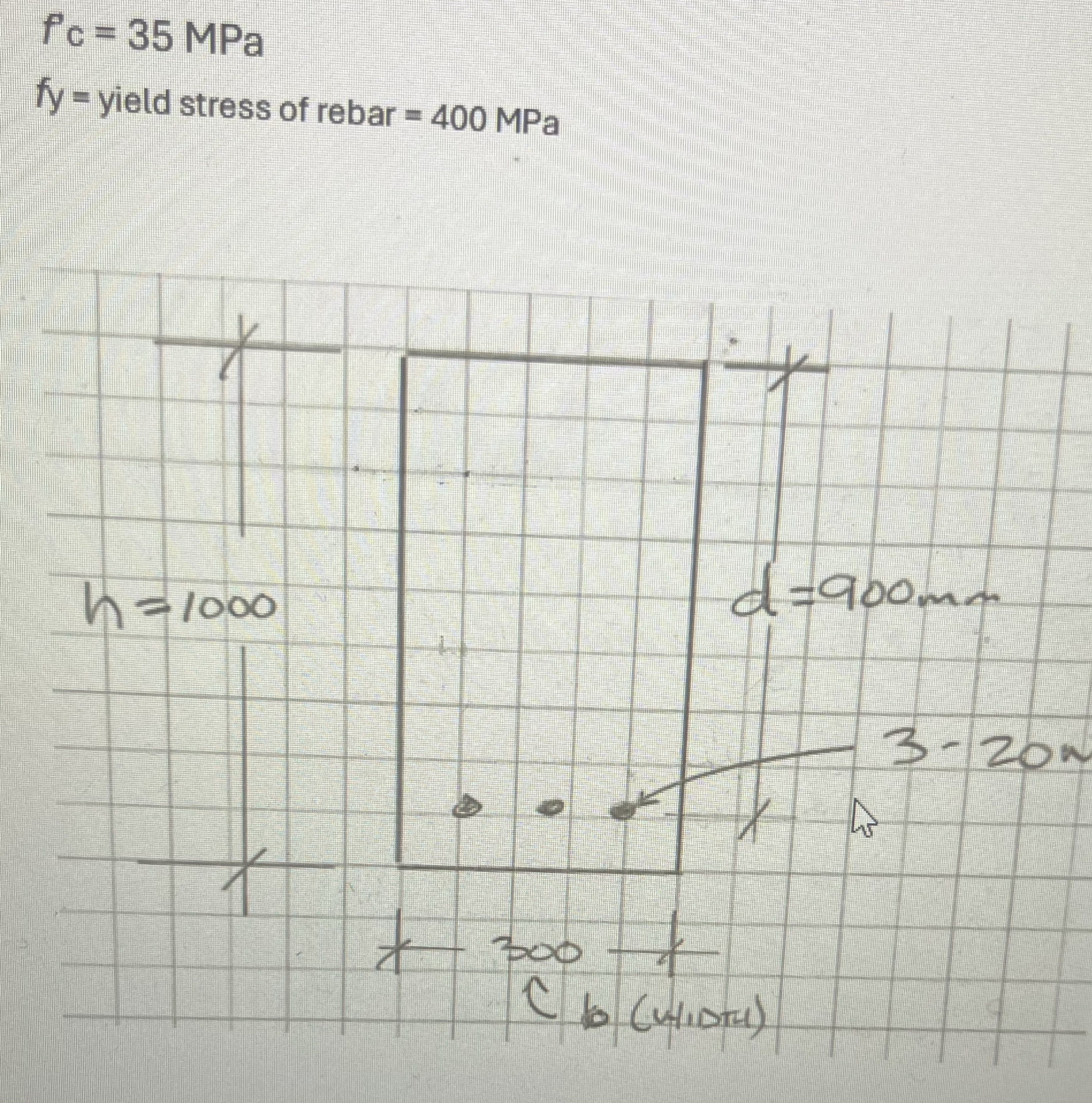 f c = 3 5 MPa f y = yield stress of rebar = 4 0 0