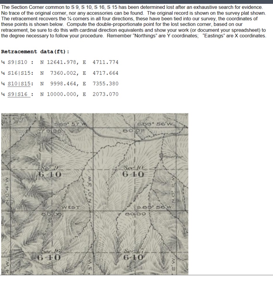 The Section Corner common to S 9 , S 1 0 , S 1 6