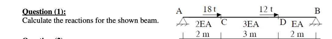 Question ( 1 ) : Calculate the reactions for the