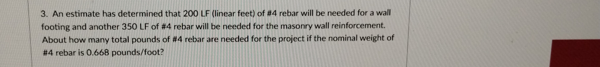 An estimate has determined that 2 0 0 LF ( linear