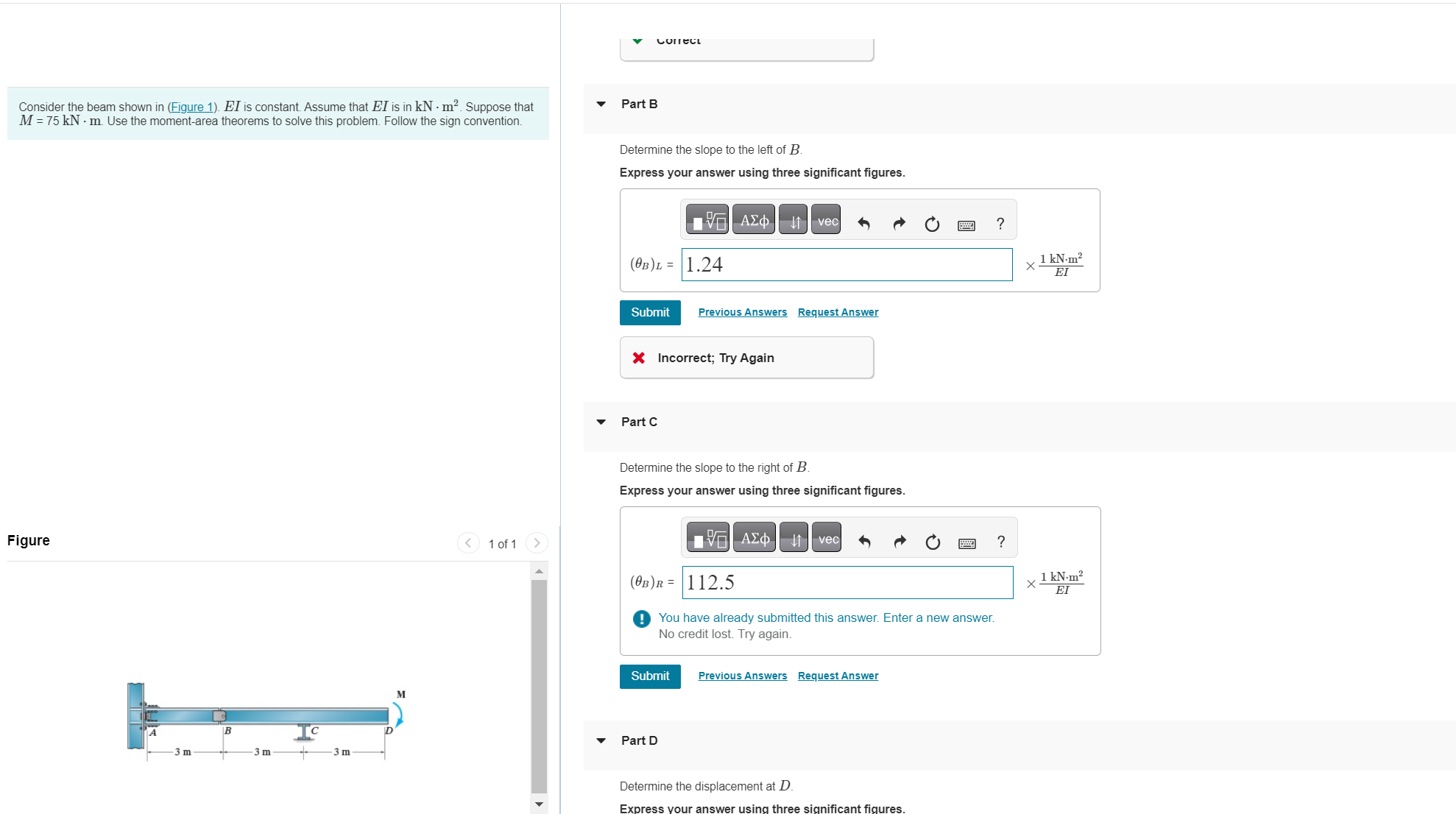 Consider the beam shown in ( Figure 1 ) . E I is