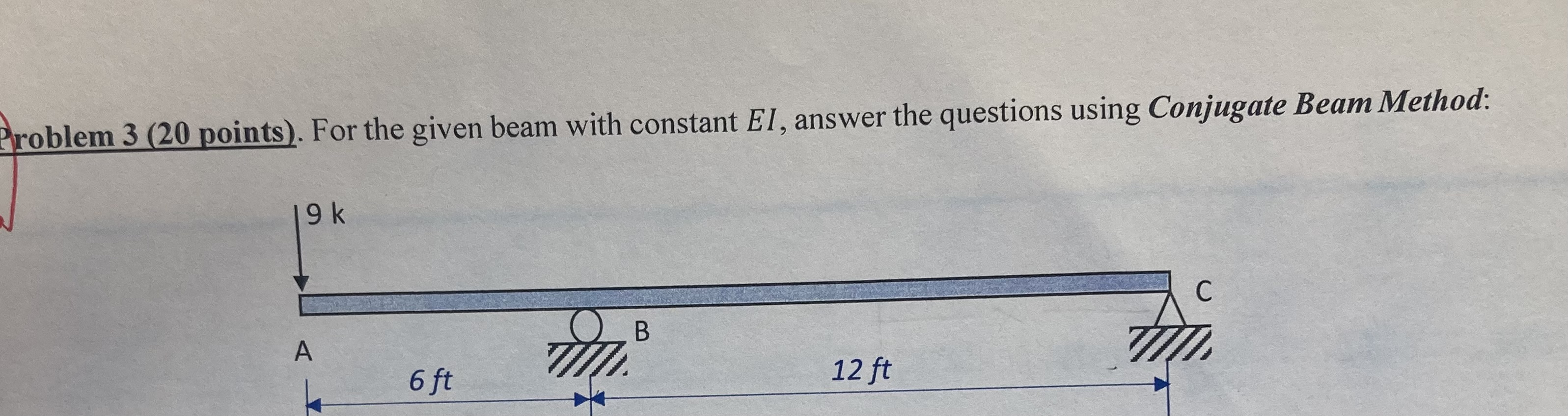 Problem 3 For the given beam with constant EI ,