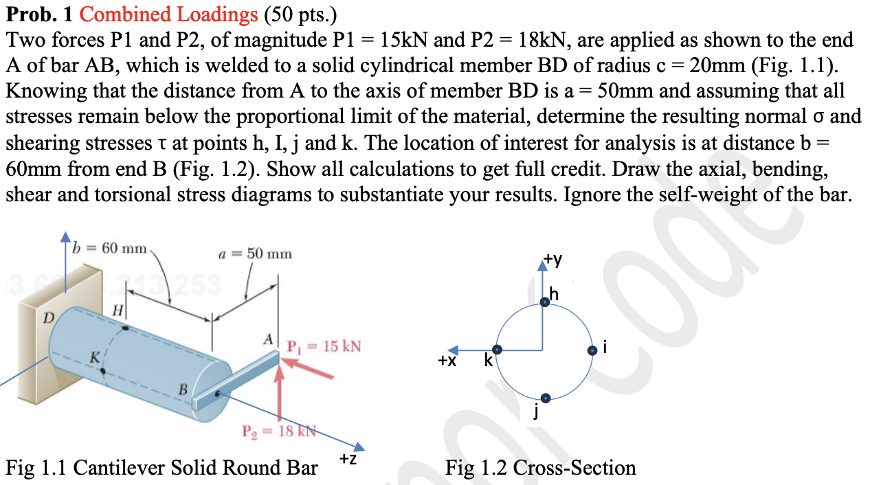 Prob. 1 Combined Loadings ( 5 0 pts . ) Two