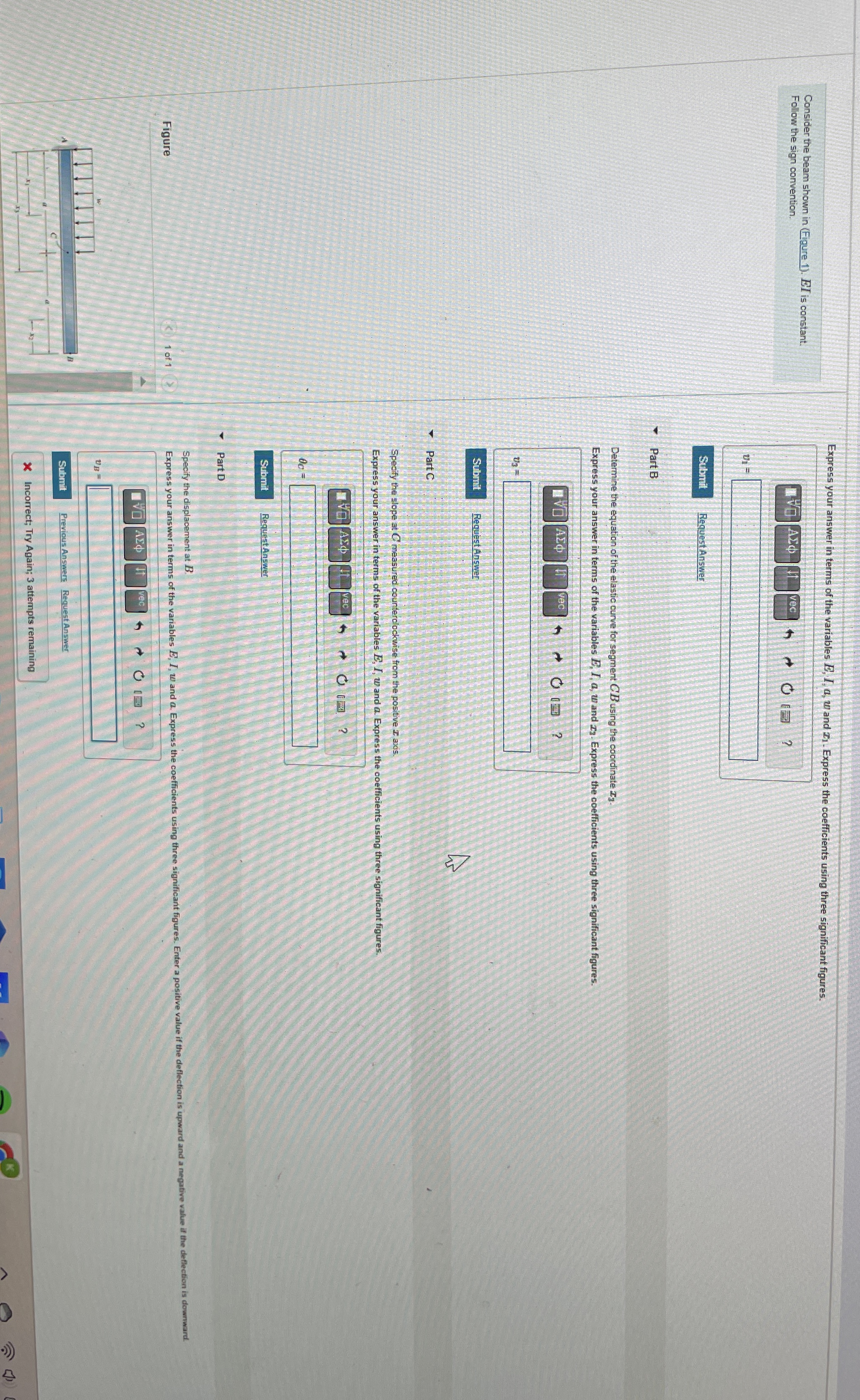 Consider the beam shown in ( Figure 1 ) . E I is