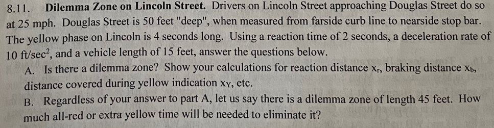 dilemma zone on lincoln street 8 . 1 1 . Dilemma