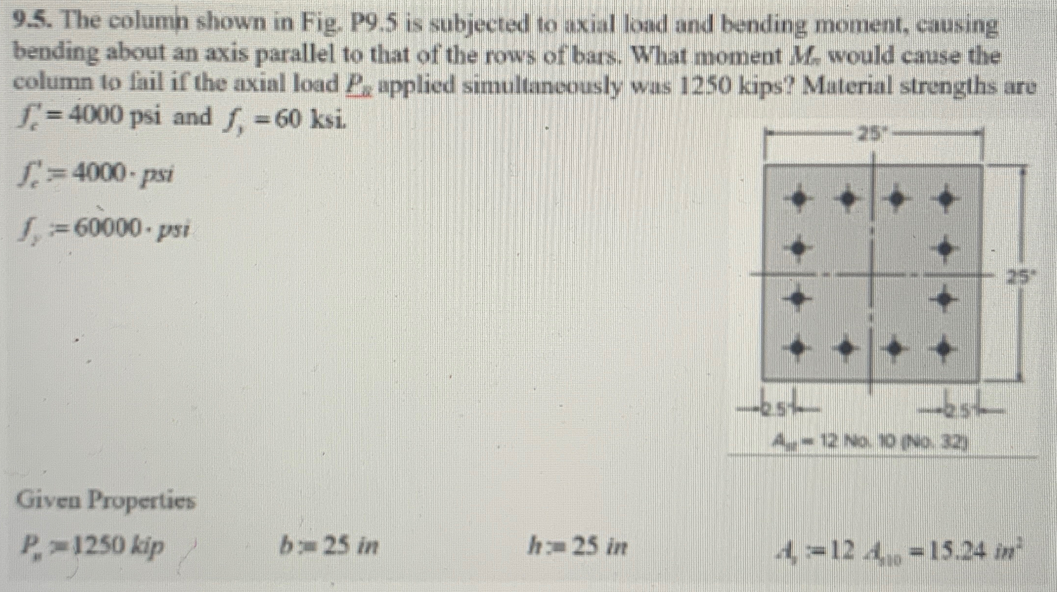 9 . 5 . The columh shown in Fig. P 9 . 5 is