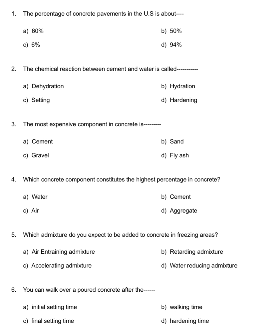 The percentage of concrete pavements in the U . S