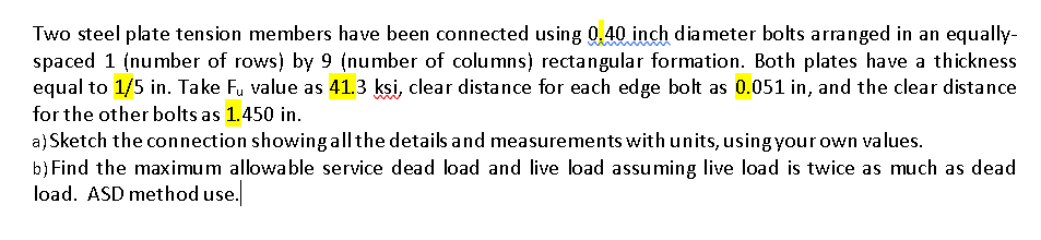 Two steel plate tension members have been