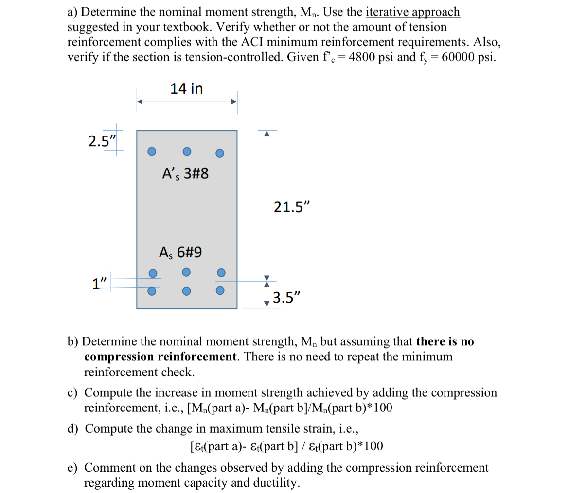 a ) Determine the nominal moment strength, M n .