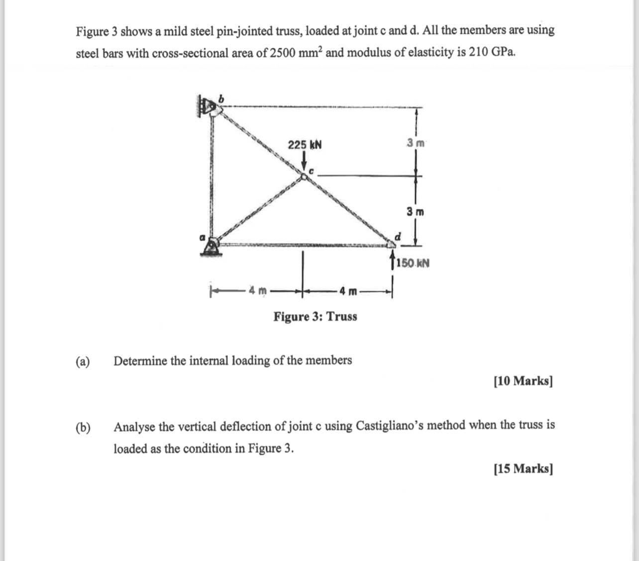 Figure 3 shows a mild steel pin - jointed truss,