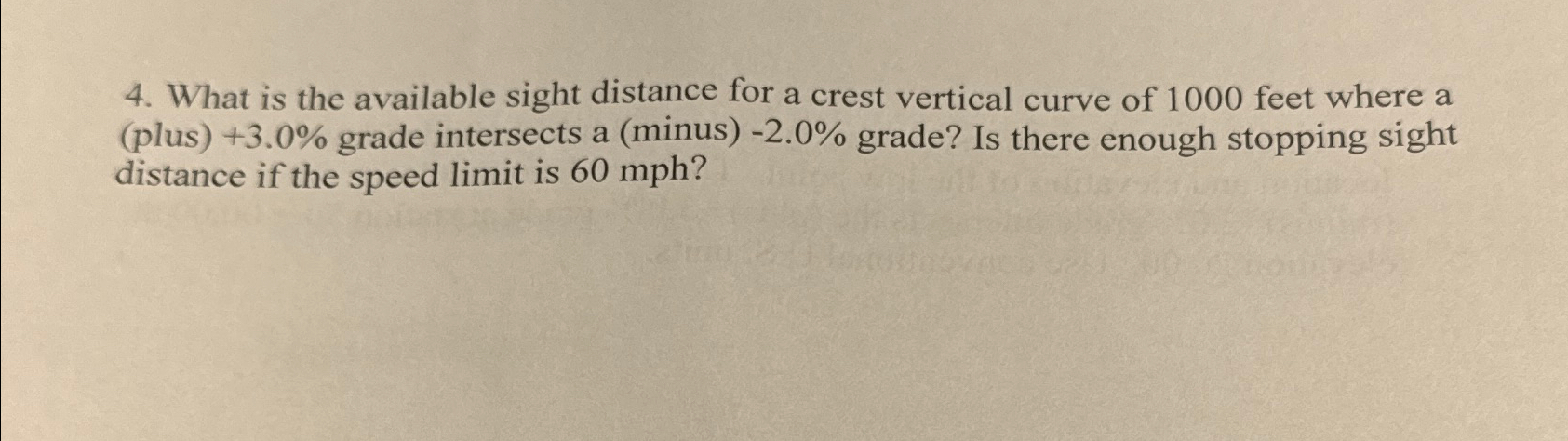 What is the available sight distance for a crest