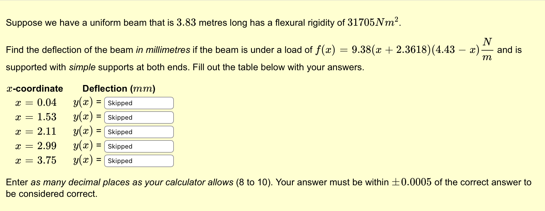 Suppose we have a uniform beam that is 3 . 8 3