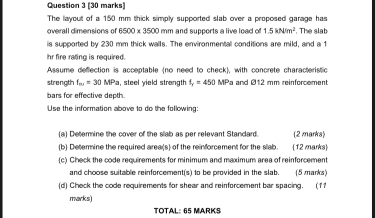 Question 3 [ 3 0 marks ] The layout of a 1 5 0 m